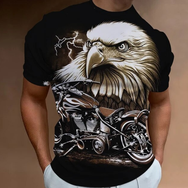 Motorcycle Tshirt Men 3D Print Short Sleeve Vintage Classics