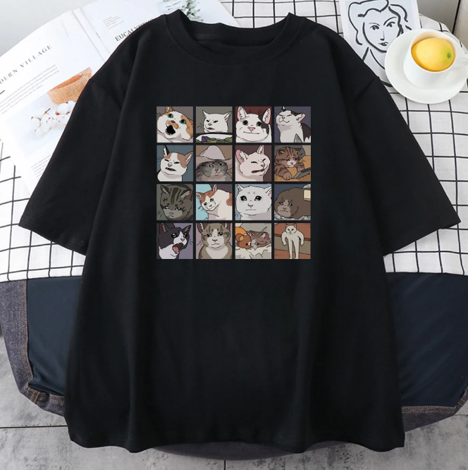 Meme Cats Puzzle Hoodie Harajuku Print Men TshirtMeme Cats Puzzle Hoodie Harajuku Print Men Tshirt