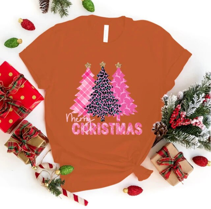 Funny Merry Christmas Tree Print Tshirt