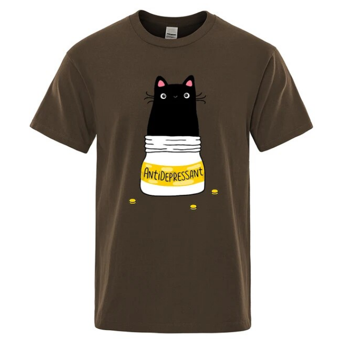 Comic Version Of The Little Cat Antidepressant Men Tshirts