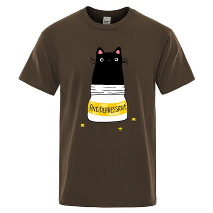 Comic Version Of The Little Cat Antidepressant Men Tshirts