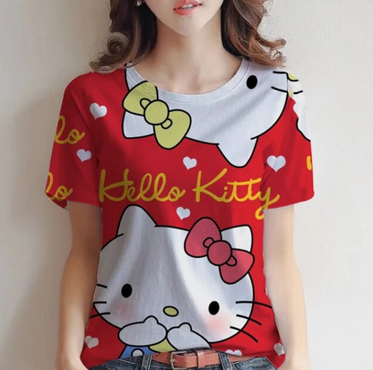 Hello Kitty Cotton Summer Loose Short Sleeve Tshirt