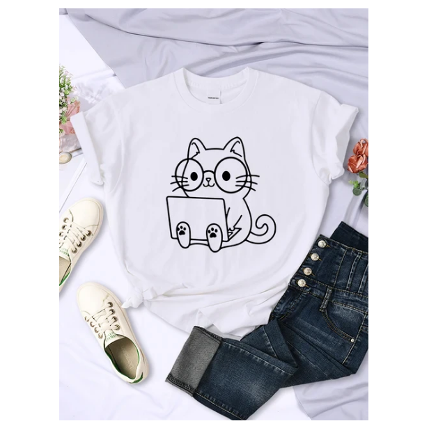 Careful Study Of Work Cat Sketches Women Tshirt