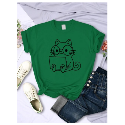 Careful Study Of Work Cat Sketches Women Tshirt