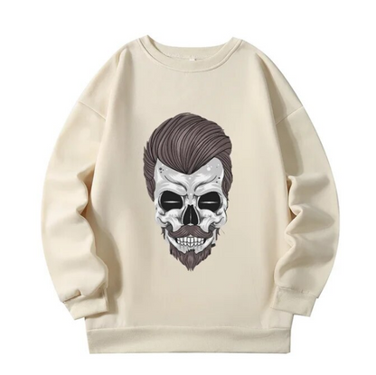 Vintage Black Style Mustache Skull Sweatshirt