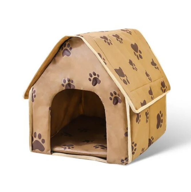 Pet House Portable Cat Dog Villa Footprint Pattern Cats Dogs