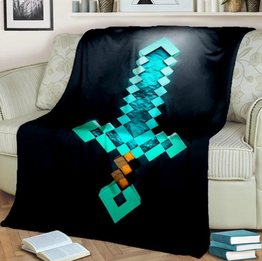 Minecraft Diamond Sword Soft Throw Blanket For Home Bedroom