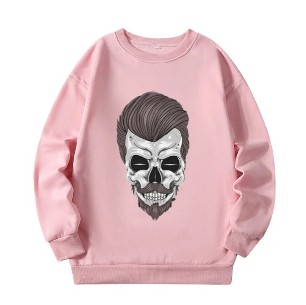 Vintage Black Style Mustache Skull Sweatshirt