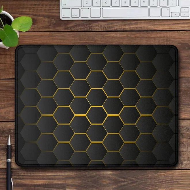 Abstract Black Hexagon Pattern Mouse Pad