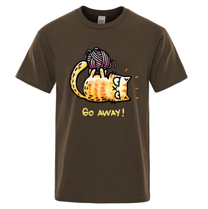 Angry Cat Go Away Cartoons Print Mens Tshirts