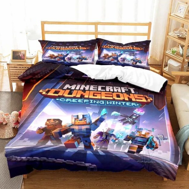 Minecraft Dugeons Pattern Duvet Cover Bedding Set For Bedroom