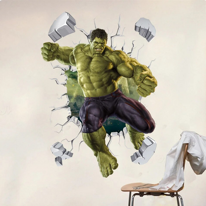 3D Broken Wall Hulk Wall Sticker