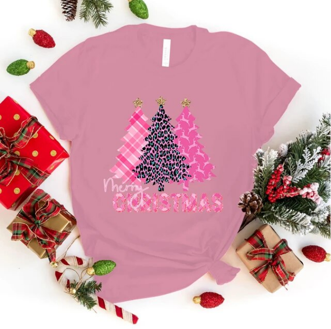 Funny Merry Christmas Tree Print Tshirt