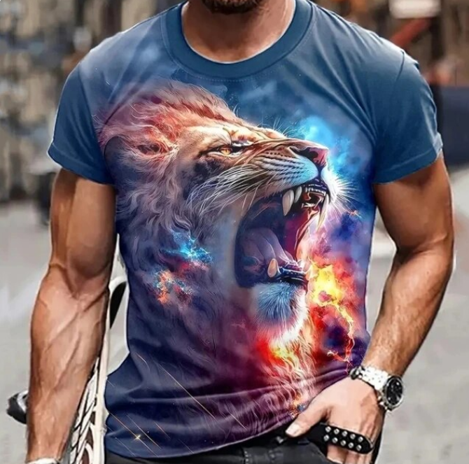 Men Tshirt 3D Animal Printed Short Sleeve Stylish