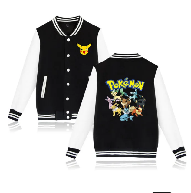 Fashion Potdemiel Pokemon Pikachu Baseball Jacket Teenager Sweatshirt