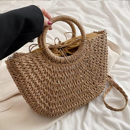 Straw Woven Handbags For Women Handmade Travel Seaside Beach