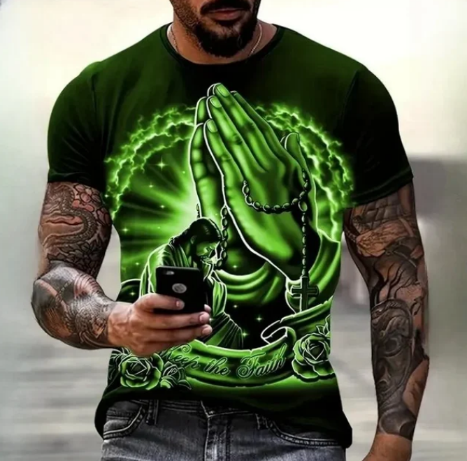 Christianity Pray Tshirts Fashion 3D Jesus Printing Tshirt For Men