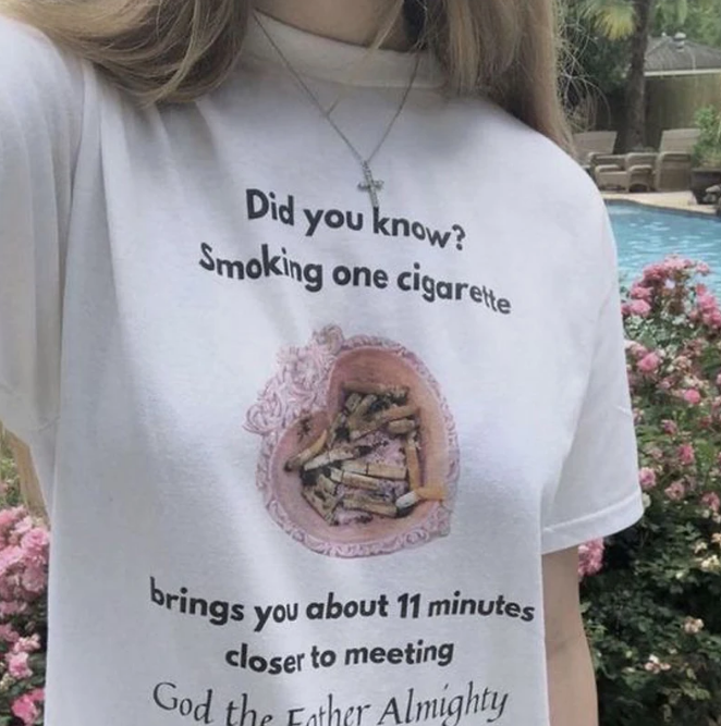 Smoking Cigarette Women Funny Meme Tshirt