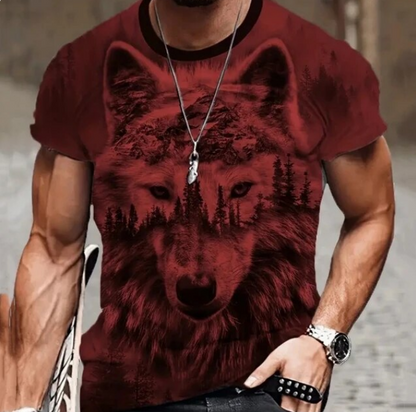 Retro Men Tshirt 3D Animal Printed Short Sleeve