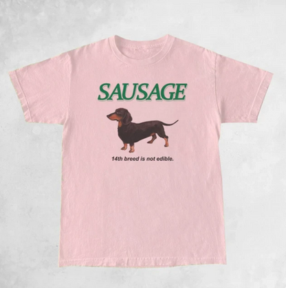 Kawaii Sausage Dog Print Tshirt Women