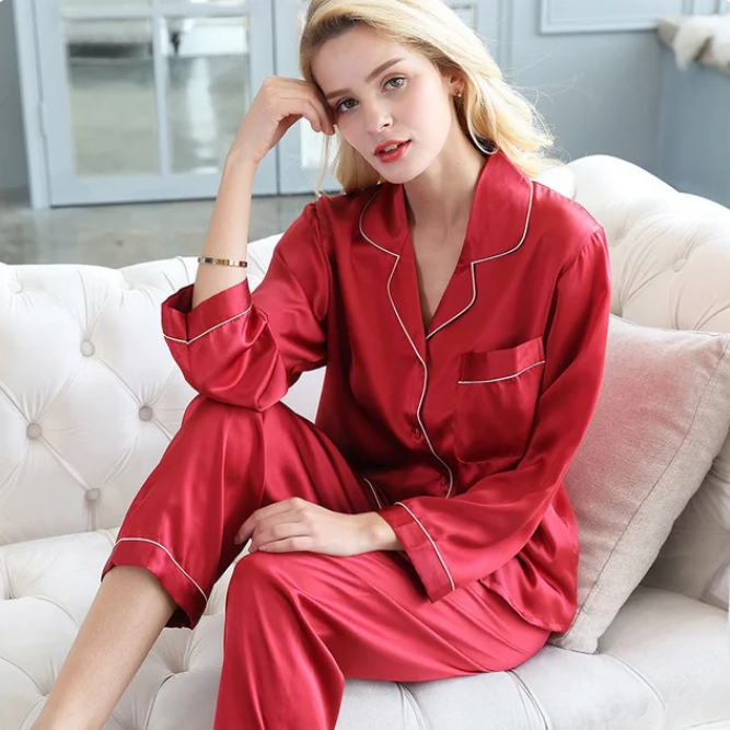 Pajamas Set For Womens Sleep Two Piece Set Solid