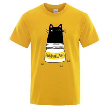 Comic Version Of The Little Cat Antidepressant Men Tshirts