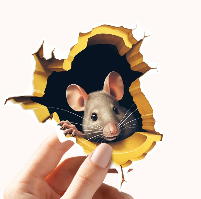 3D Effect Mouse Hole Sticker Home Decoration