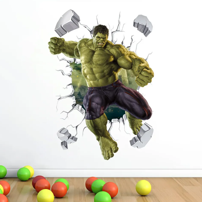 3D Broken Wall Hulk Wall Sticker