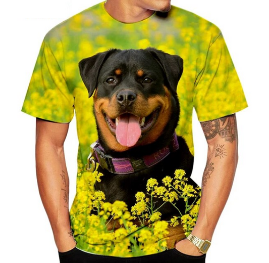 Cute Pet Dog Rottweiler 3D Printing Tshirt