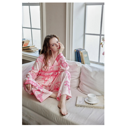 Pink Letter Printed Women Pajama Set