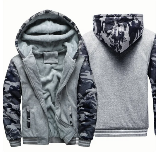 Men Winter Camouflage Fleece Thicken Hooded