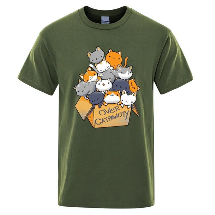 Many Cats Gathered In Personality Print Tshirts