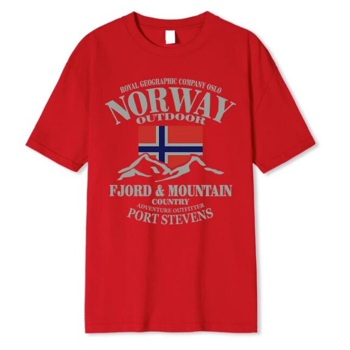 Summer Norway Flag Fjord Mountain Tshirt