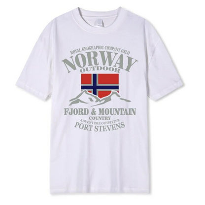 Summer Norway Flag Fjord Mountain Tshirt