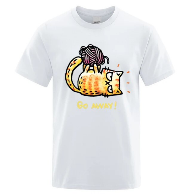 Angry Cat Go Away Cartoons Print Mens Tshirts