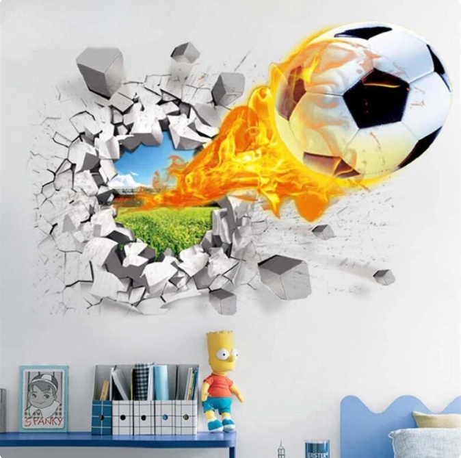 3D Football Soccer Wall Stickers For Kids Decoration Gift