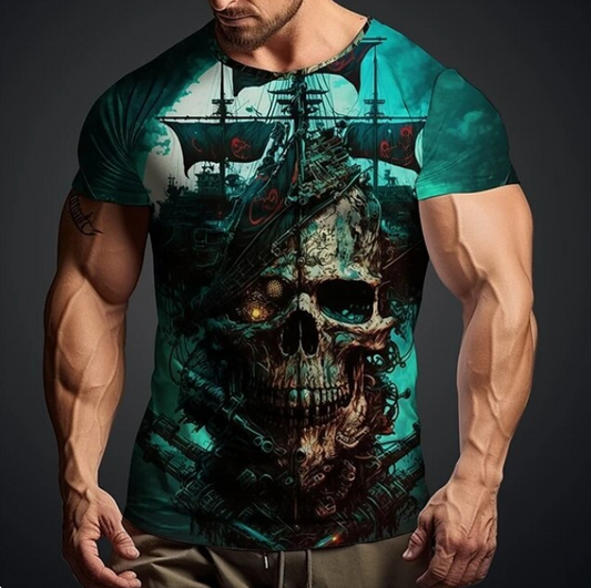 3D Nautical Skull Print Tshirt For Men