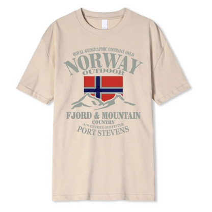 Summer Norway Flag Fjord Mountain Tshirt