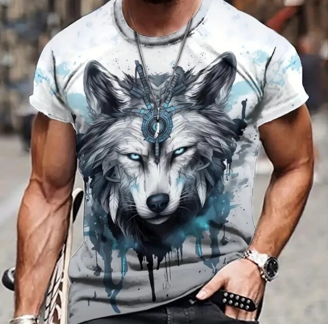 Men Tshirt 3D Animal Printed Short Sleeve