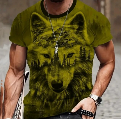 Retro Men Tshirt 3D Animal Printed Short Sleeve