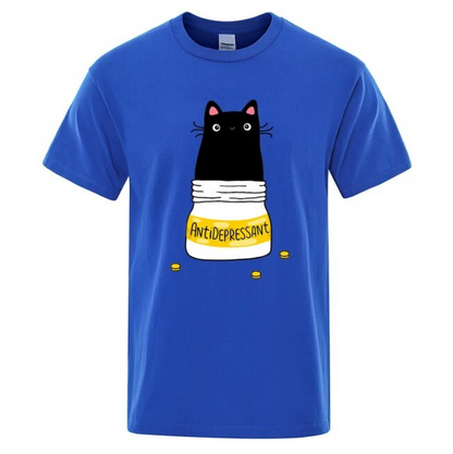 Comic Version Of The Little Cat Antidepressant Men Tshirts