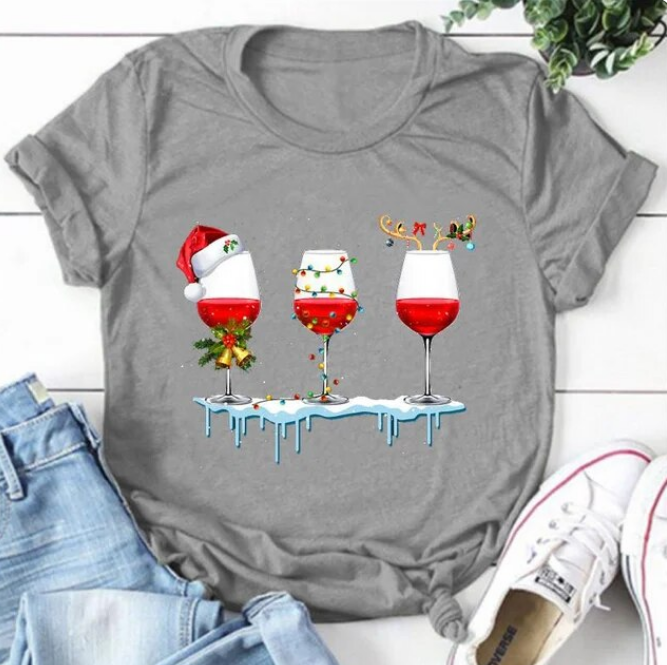 Funny Christmas Pattern Tshirt Short Sleeve