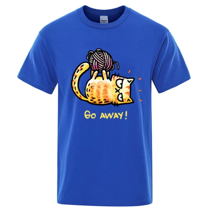 Angry Cat Go Away Cartoons Print Mens Tshirts