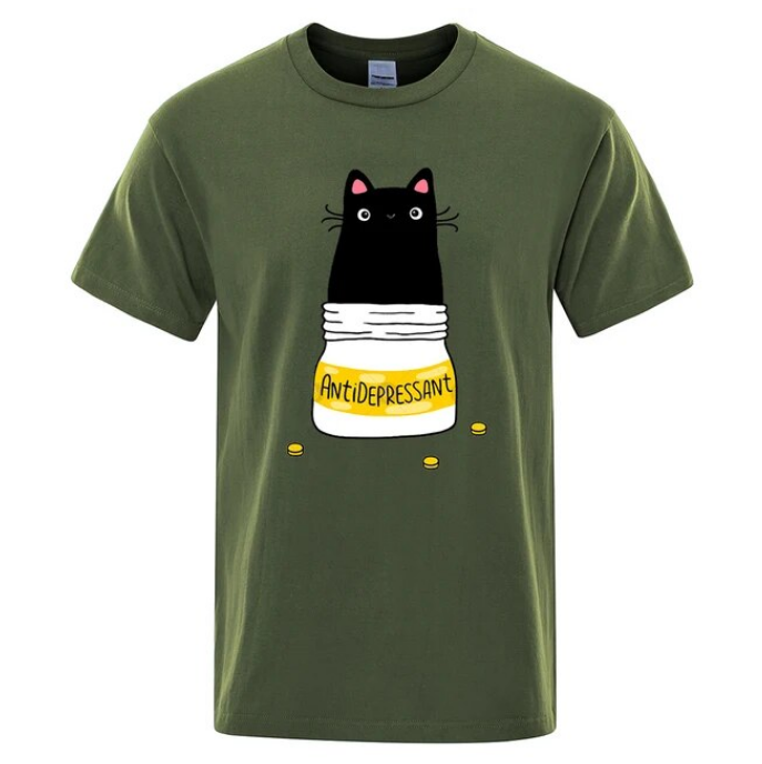 Comic Version Of The Little Cat Antidepressant Men Tshirts