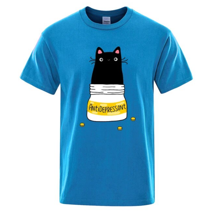 Comic Version Of The Little Cat Antidepressant Men Tshirts