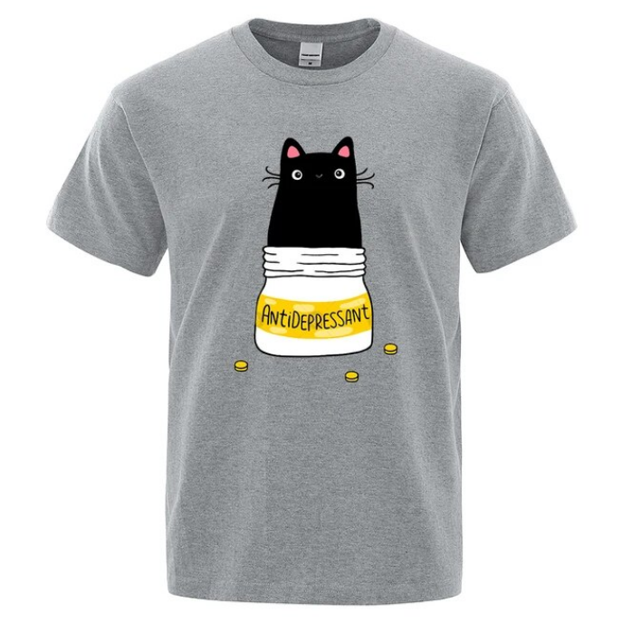 Comic Version Of The Little Cat Antidepressant Men Tshirts