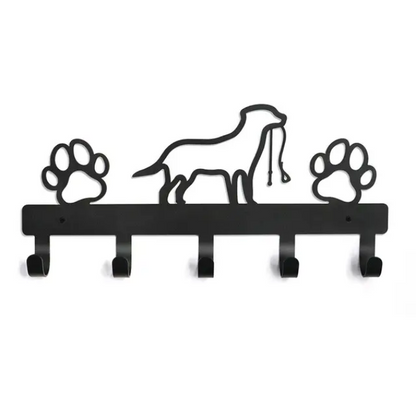 Metal Paw Pet Dog Hanger 5 Hooks Coat Key Lead Leash Wall Rack