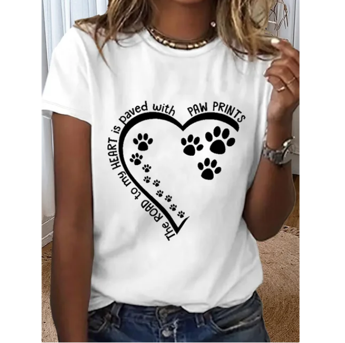 Women Dog Lovers Print Tshirts Casual Fashion