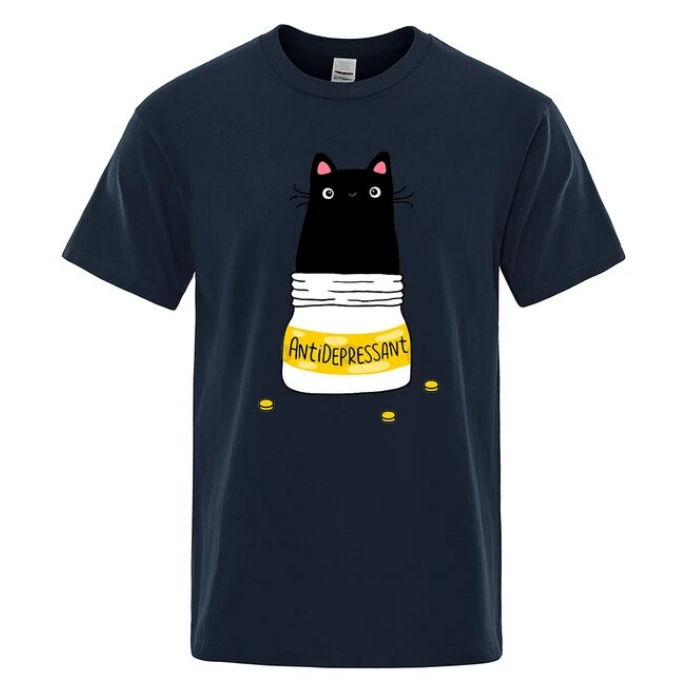 Comic Version Of The Little Cat Antidepressant Men Tshirts