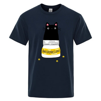 Comic Version Of The Little Cat Antidepressant Men Tshirts